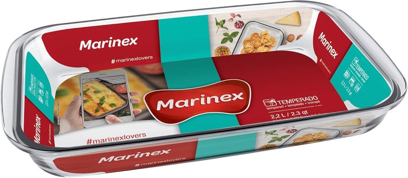 Marinex Rectangular Glass Baking Dish 2.2L, Clear – Oven Safe Transparent Bakeware for Lasagna, Cakes, Brownies, Roasting & Casseroles – Heat Resistant Durable Glass Dish for Home & Kitchen - Image 2